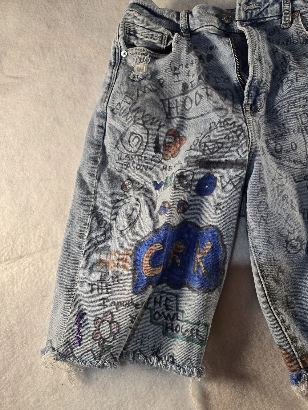 American Eagle Outfitters Light Blue Grafetti with Hand Drawn Accents Long